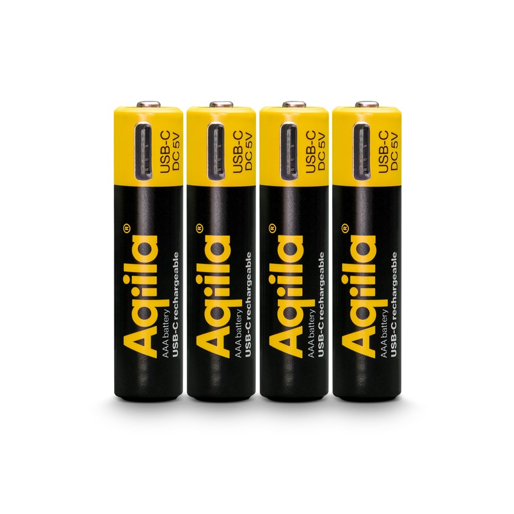 Aqiila Oplaadbare USB-C Batterijen AAA 600mAh 4-pack