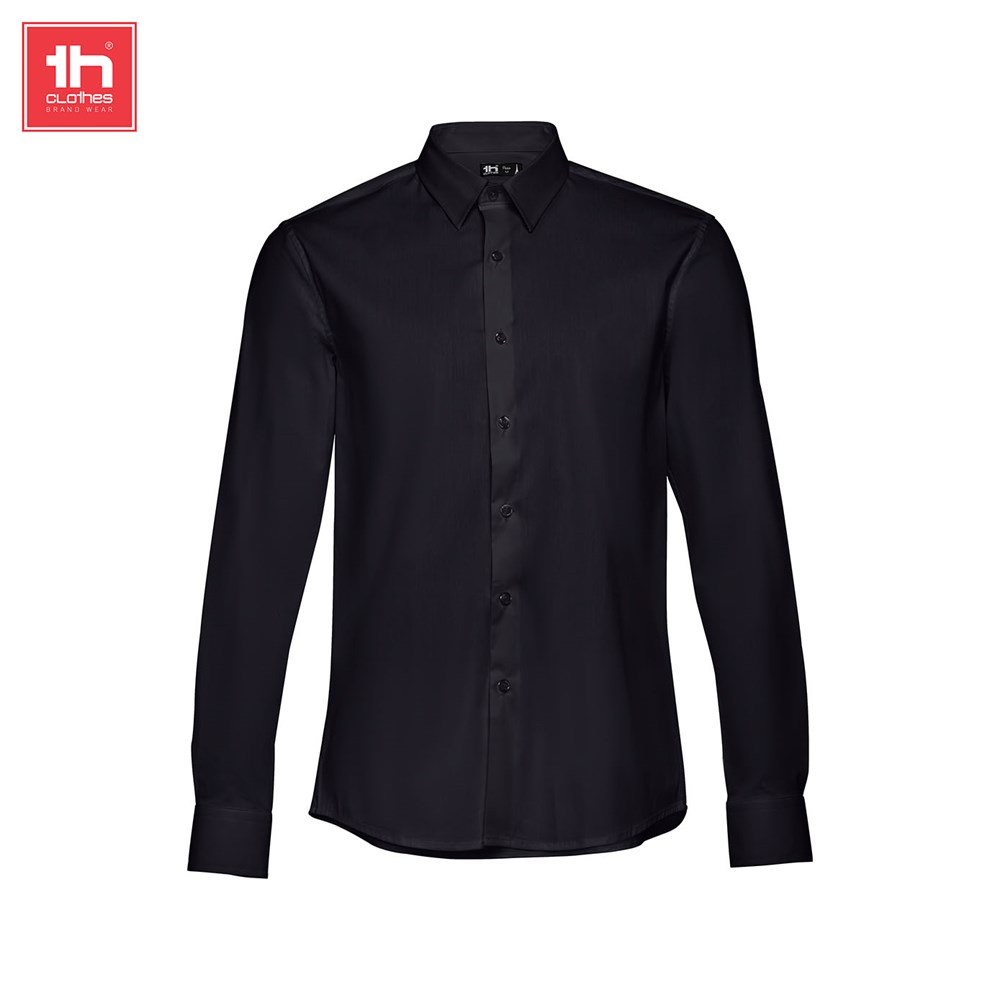 Mens long sleeve poplin shirt Paris - Zwart