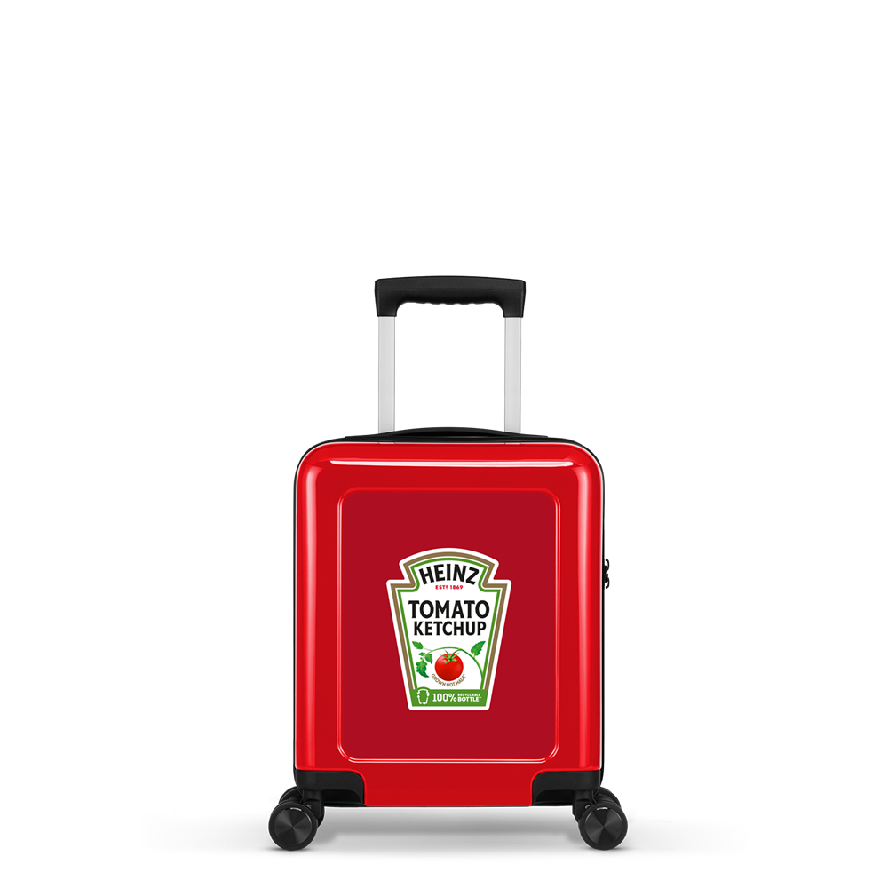 STICKERCASE® 14" Handbagage mini rood - met gepersonaliseerde sticker en/of individuele namen