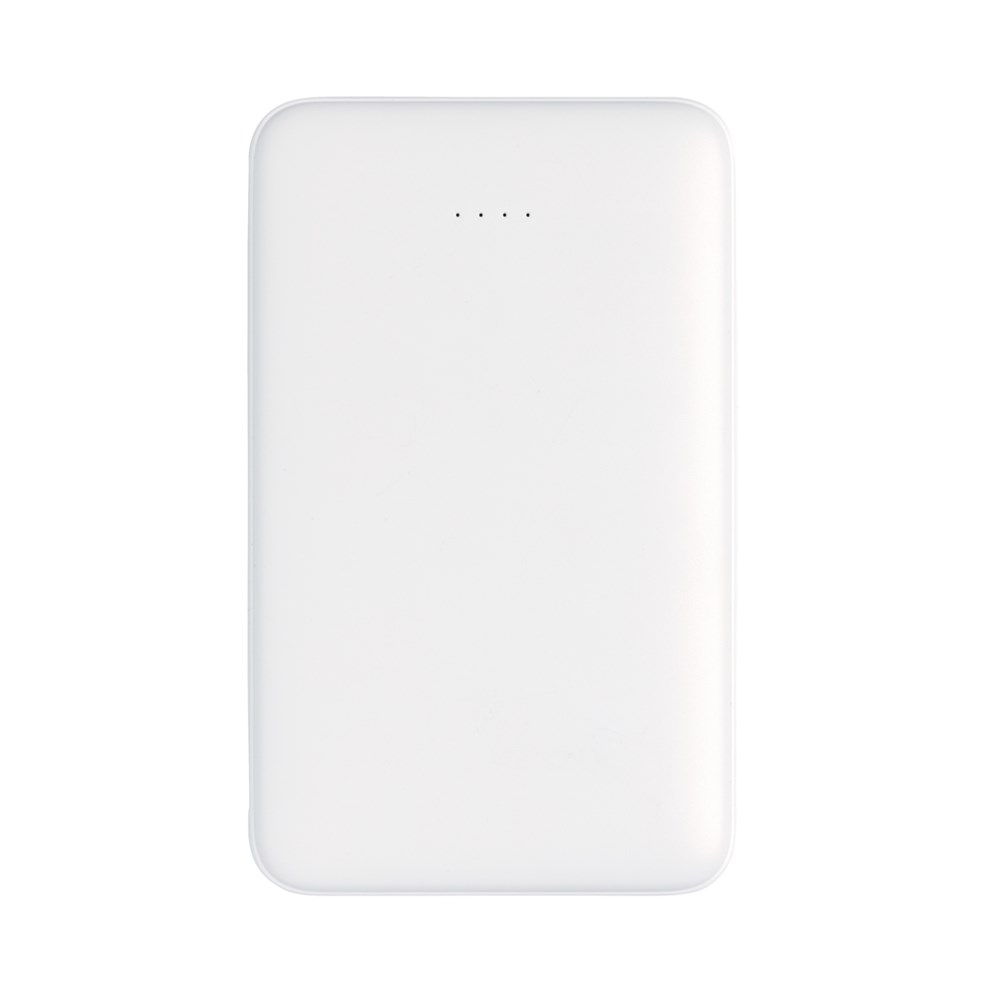 5.000 mAh zakformaat powerbank met geïntegreerde kabels