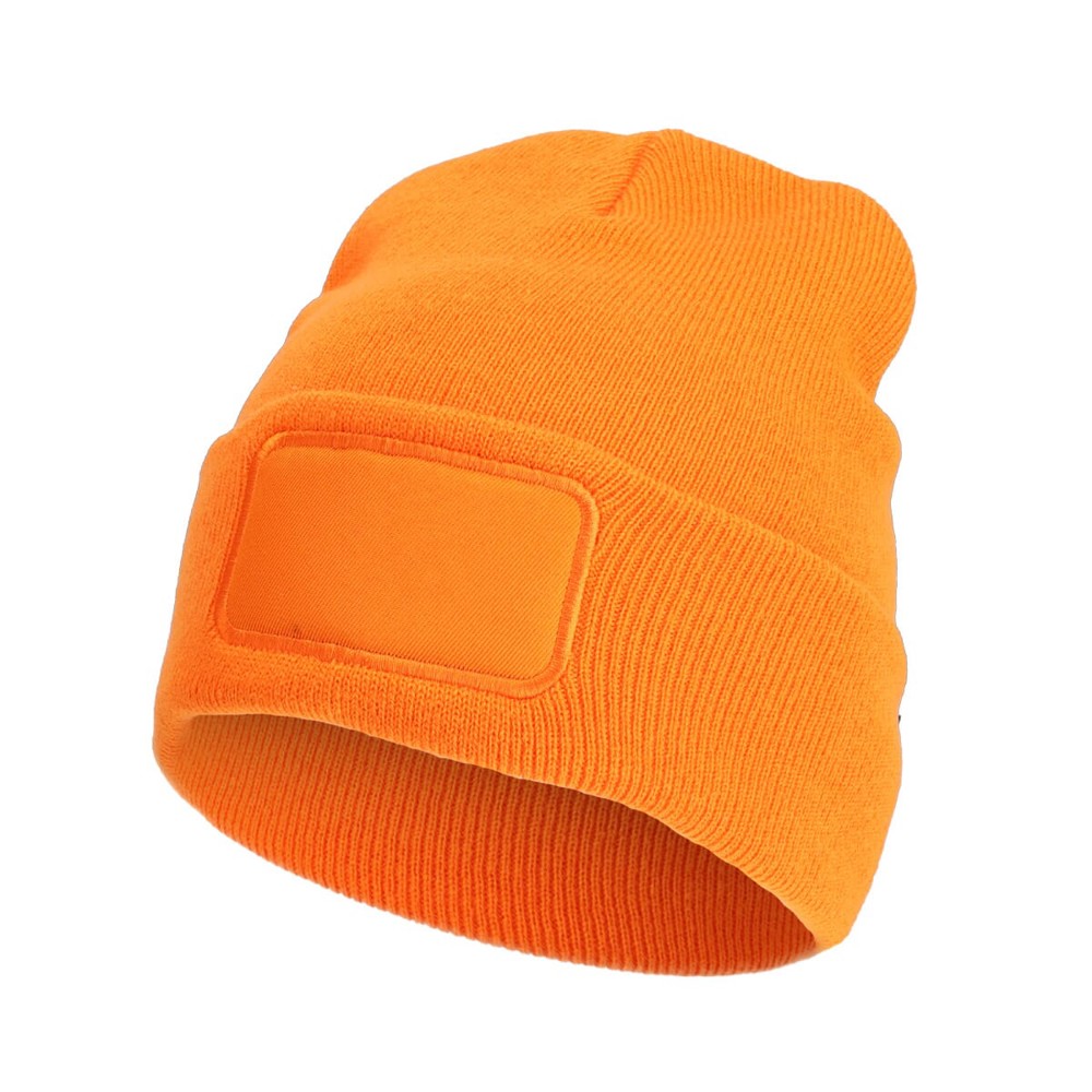 Gebreide muts met label - Oranje (PMS 165c) / Oranje
