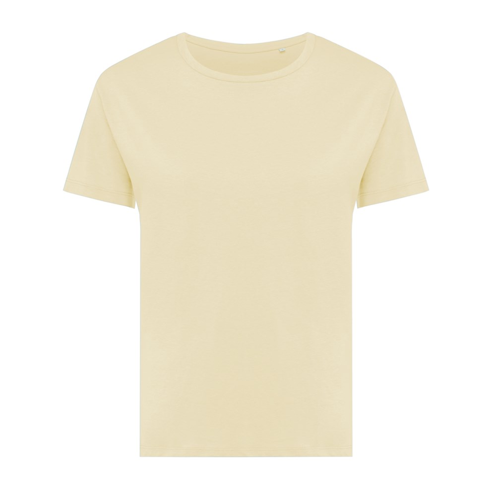 IQONIQ Yala dames lichtgewicht gerecycled katoen t-shirt - cream yellow (± PMS 12-0717 TCX)