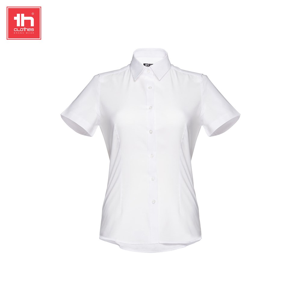 Womens short sleeve oxford shirt London women - Wit