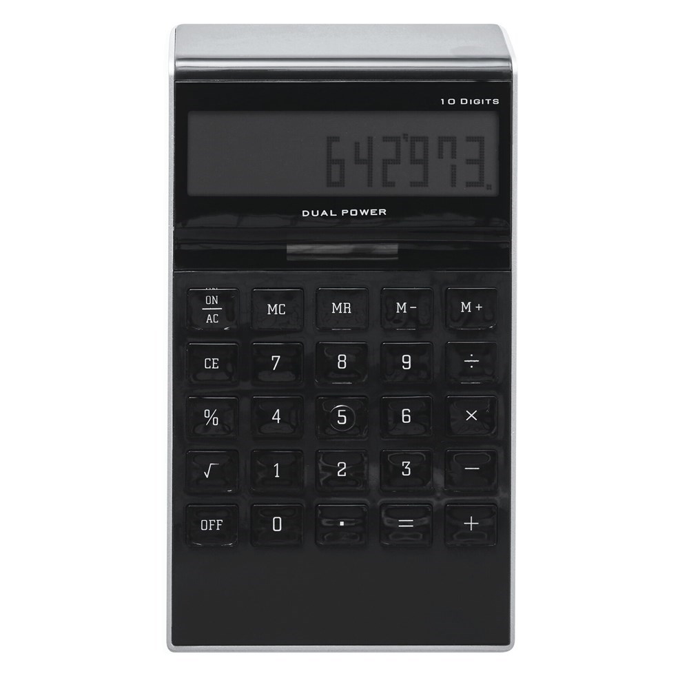 Elegant vormgegeven dual-power calculator DOTTY MATRIX