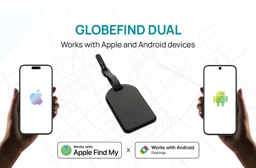 Globefind Dual RCS luggage tag met wereldwijd lokaliseren
