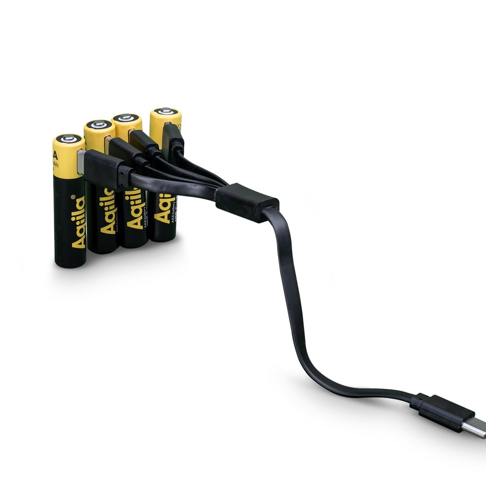 Aqiila Oplaadbare USB-C Batterijen AAA 600mAh 4-pack