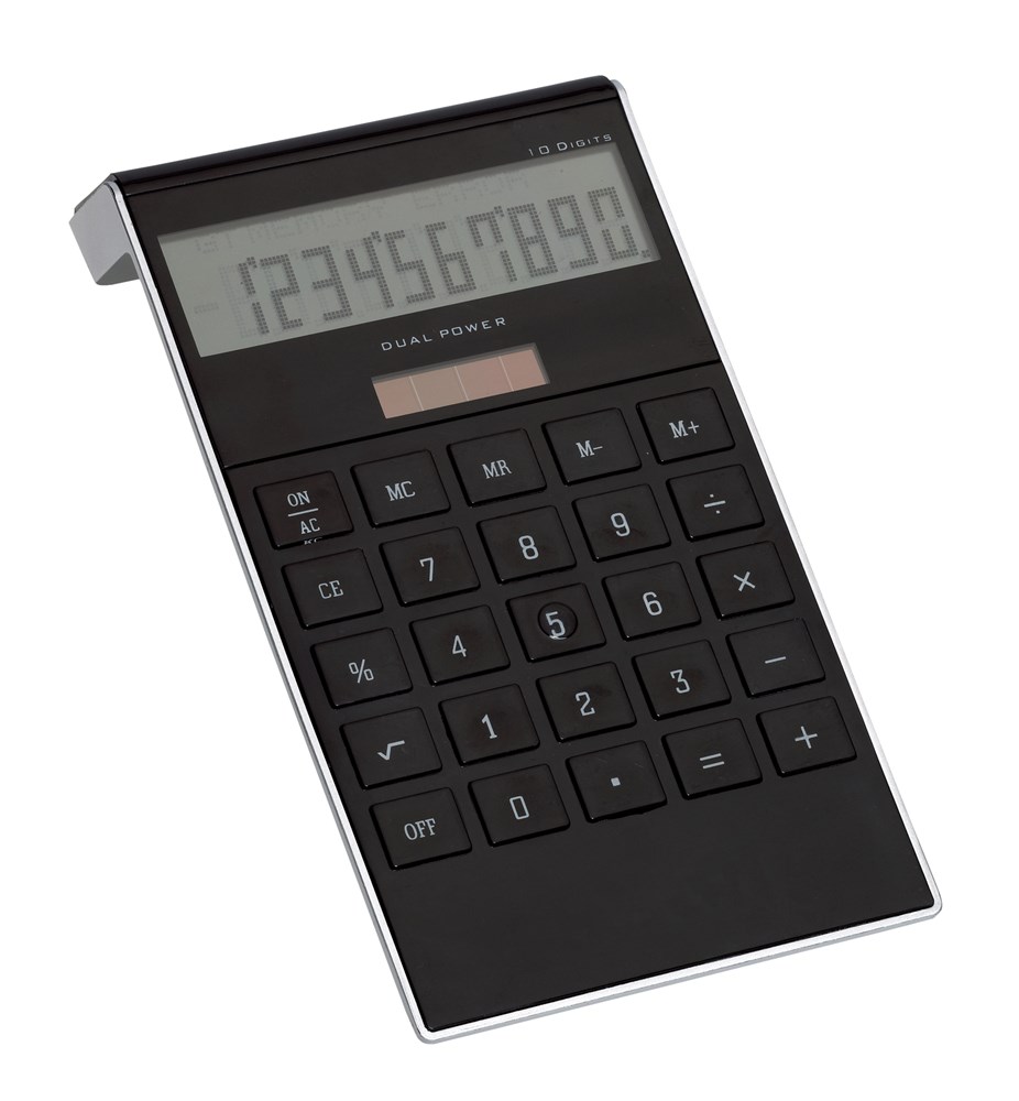 Elegant vormgegeven dual-power calculator DOTTY MATRIX