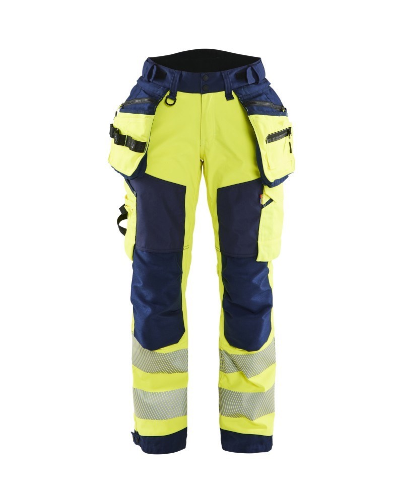 Dames High Vis werkbroek softshell met gereedschapszakken