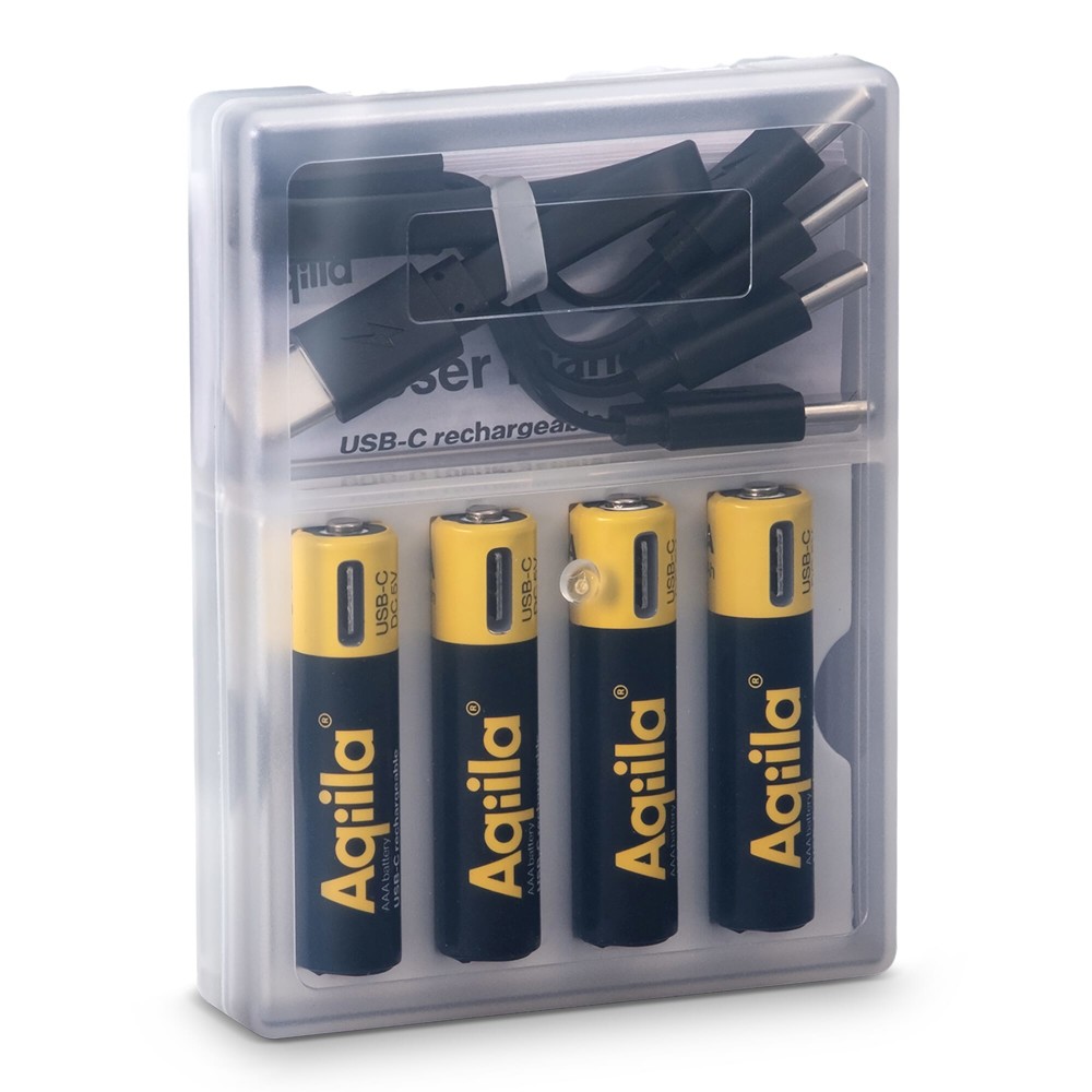 Aqiila Oplaadbare USB-C Batterijen AAA 600mAh 4-pack
