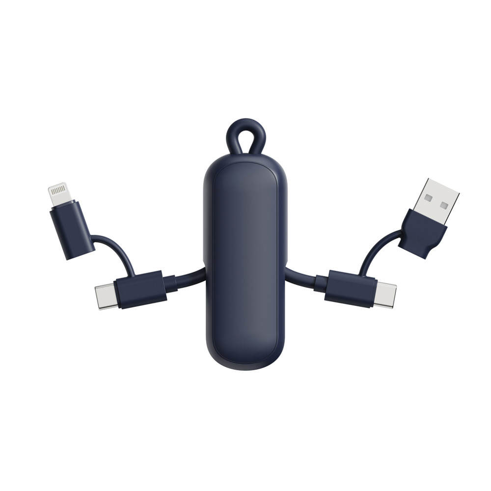 Urban Vitamin Dublin 100W 4 -in-1 keychain cable - blauw (± PMS 4145 C)